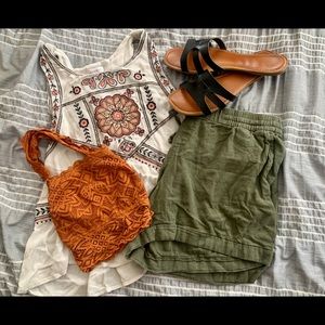 Old Navy Olive Green Linen Shorts